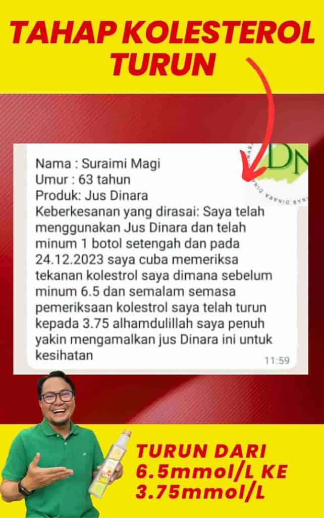 Jus Dinara, natural health supplement for cholesterol reduction and improved heart health.