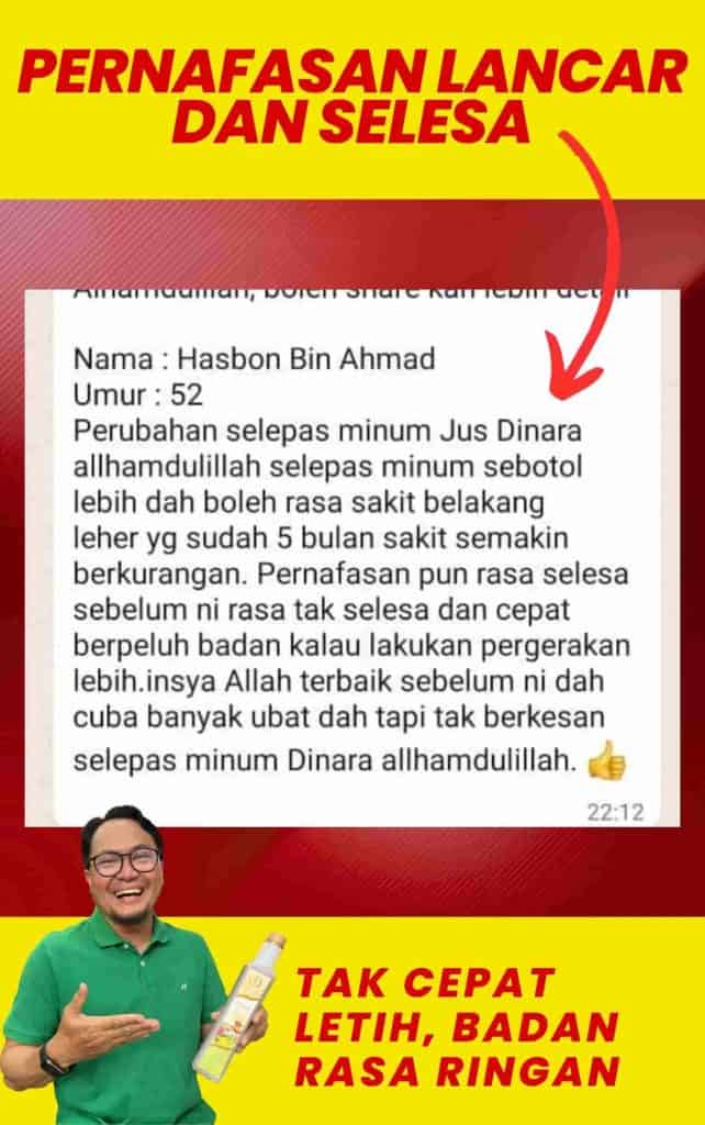 Dinara juice improving health benefits for sore throat and breathing ease.